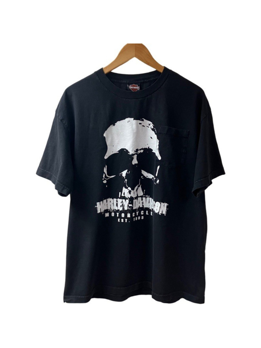 2015 HARLEY DAVIDSON Skull Graphic Pocket T-Shirt X-LARGE Black 1903 Cherokee NC